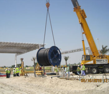Unloading of 1,200 sq mm 132kV power cable on cable jack for pulling